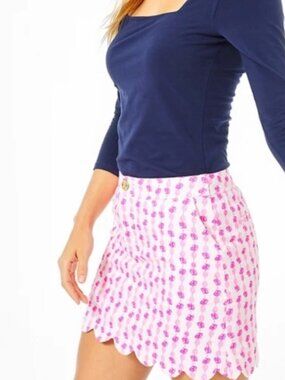 NWOT Lilly Pulitzer size 4 Colette Pineapple Print Skort in Hot Pink Style